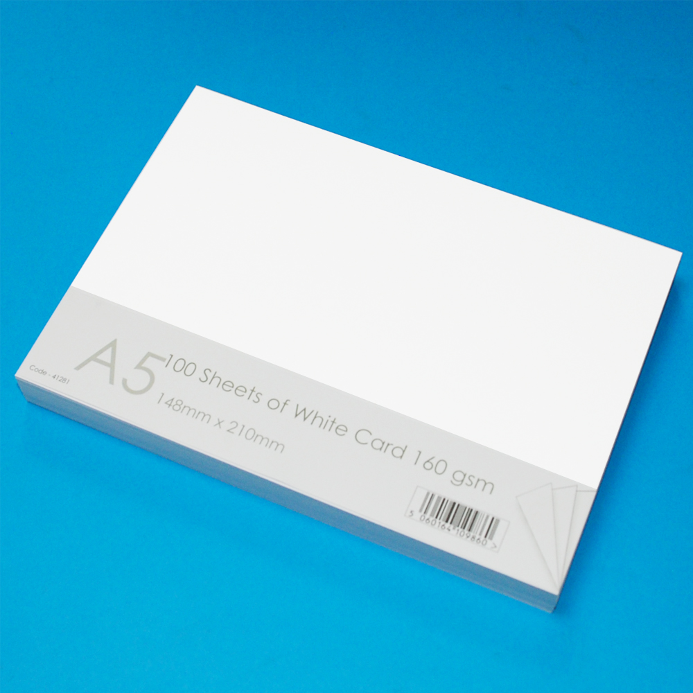 Line 41281. A5 White Card. pack of 100 Craft UK